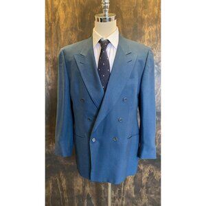 Ermenegildo Zegna Soft Double Breasted Wool Blue sport coat  46 R Switzerland
